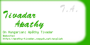 tivadar apathy business card