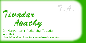 tivadar apathy business card